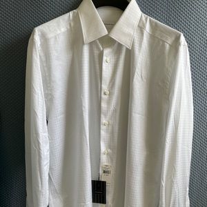 NEW Ermenegildo Zegna White Windowpane Dres Shirt